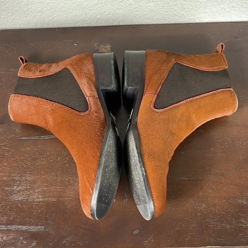 LK Bennett Ornella Calf Hair Chelsea Boots Natural Tan Camel Sz 36